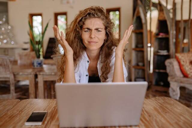 Woman frustrated by numbers Woman frustrated by numbers